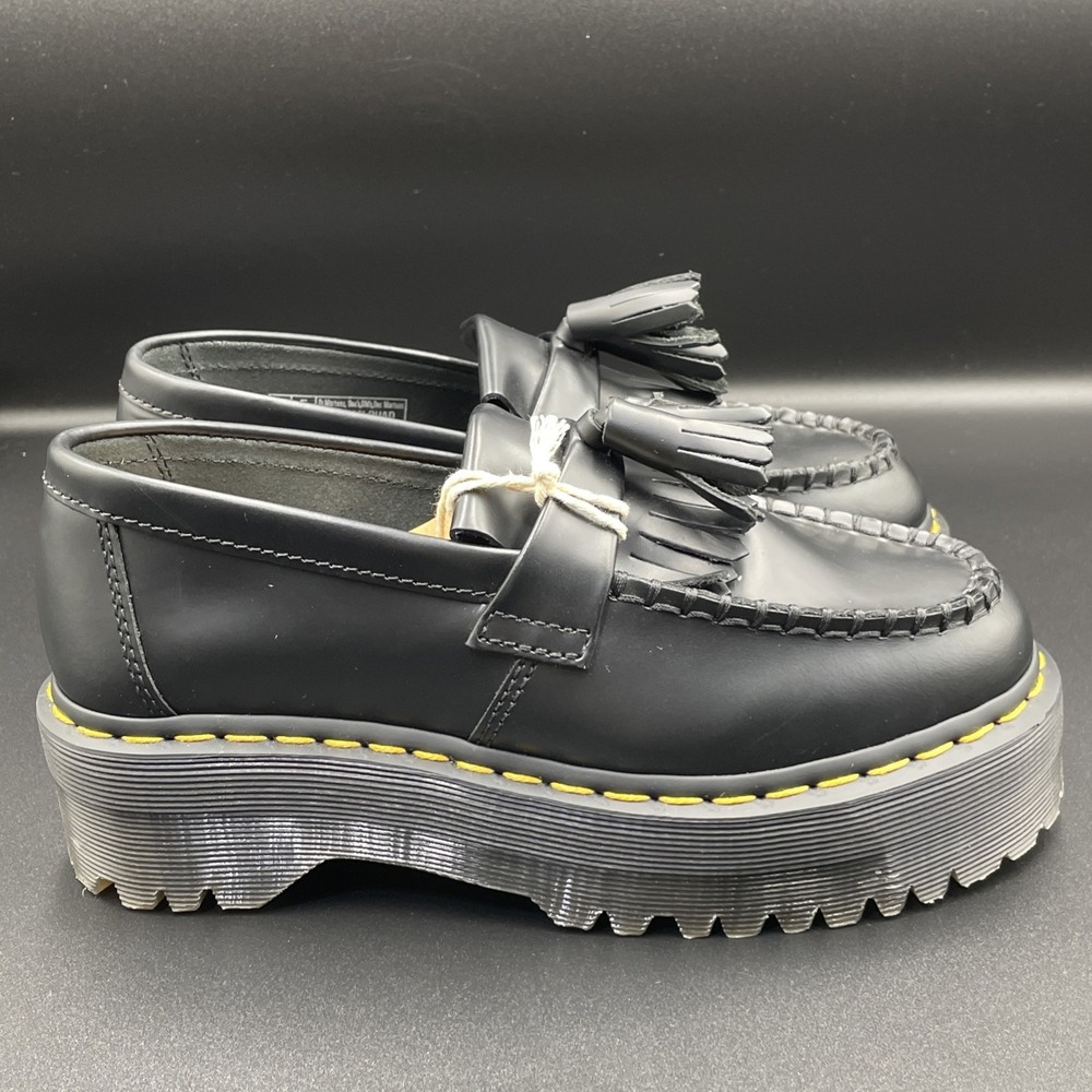 Doc Martens Adrian Quad Women's 6 Black Leather Slip On Platform Tassel Loafers - Picture 6 of 7